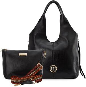 Monnari prostorná dámská kabelka velká taška přes rameno 2v1 shopper listonoška set - černá