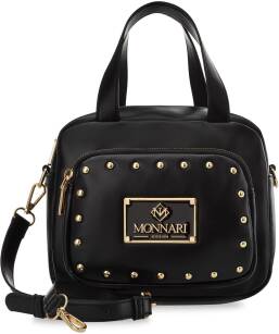 MONNARI dámská kabelka se štrasovými cvočky skrytá kabelka do ruky a přes rameno velká postbag s kapsami - černá