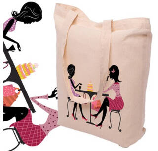 Kabelka shopper bag eko bavlněná taška s potiskem na nákupy béžová table