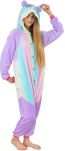 Kigurumi jednodílné pyžamo overal s kapucí – fialová panda - 2