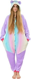 Kigurumi jednodílné pyžamo overal s kapucí – fialová panda