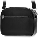 Klasická pošťácká taška malá kabelka přes rameno s koženým páskem - černá - 4