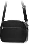 Klasická pošťácká taška malá kabelka přes rameno s koženým páskem - černá - 2