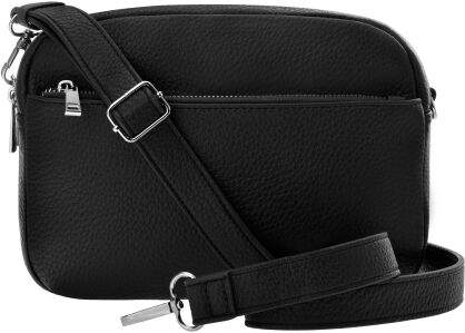 Klasická pošťácká taška malá kabelka přes rameno s koženým páskem - černá