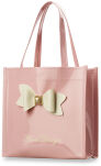 Lakovaná dámská tote bag s mašlí - červená - 2