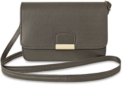 Klasická dámská malá kabelka - elegantní kufřík s klopou - šedý