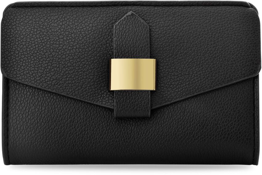 Elegantní klasická dámská peněženka na zip z ekologické kůže - černá