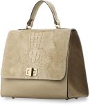 Vkusný kufřík,dámská kabelka made in italy - přírodní kůže béžová - 3