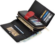 Monnari lakovaná dámská kožená exkluzivní peněženka na zip a patentky - červená - 5