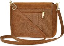 Dámská kožená taška vera pelle italská semišová kožená crossbody kabelka s reliéfním vzorem - 8