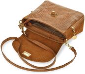 Dámská kožená taška vera pelle italská semišová kožená crossbody kabelka s reliéfním vzorem - 9