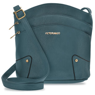 Prostorná městská crossbody kabelka s kapsami - modrá