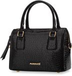 MONNARI klasická malá dámská elegantní lakovaná kabelka do ruky a přes rameno úhledná prostorná kabelka se vzorem croco - černá - 2