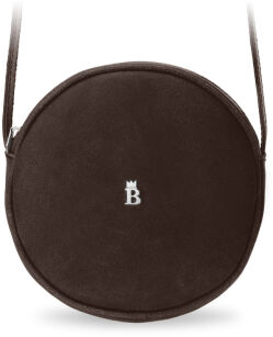 Kulatá crossbody kabelka Baleine z přírodní kůže - tmavě hnědá