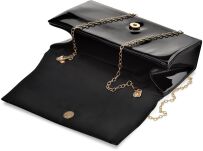 Elegantní lakovaná psaníčko dámská kabelka s řetízkem - černá - 4