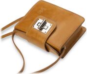 Krásná italská dámská kabelka listonoška hranatá vera pelle camel - 4