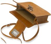 Krásná italská dámská kabelka listonoška hranatá vera pelle camel - 5