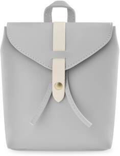 Klasický dámský elegantní batoh malý batůžek se šňůrkami a klopou - šedý