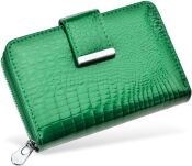 Kožená dámská peněženka JENNIFER JONES lakovaná peněženka – zelená - 6