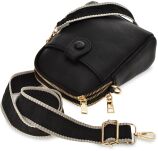 Victoria&co malá dámská městská kabelka dvoukomorová listonoška na telefon peněženka taška přes rameno kůže s popruhem - černá - 3