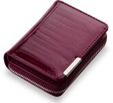 Lakovaná elegantní dámská peněženka malá peněženka na zip - burgundská - 7