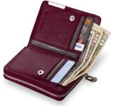 Lakovaná elegantní dámská peněženka malá peněženka na zip - burgundská - 3