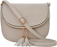 Výjimečná listonoška s klopou dámská kabelka třásně - béžová - 2