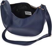 Velká ledvina ve tvaru půlměsíce, elegantní klasická kožená crossbody kabelka - námořnická modř - 3