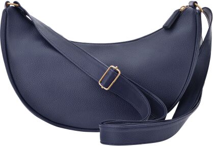 Velká ledvina ve tvaru půlměsíce, elegantní klasická kožená crossbody kabelka - námořnická modř