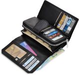 Dámská peněženka s klopou Monnari, peněženka na zip a patent - luxusní lakovaná - černá se stříbrnou. - 2