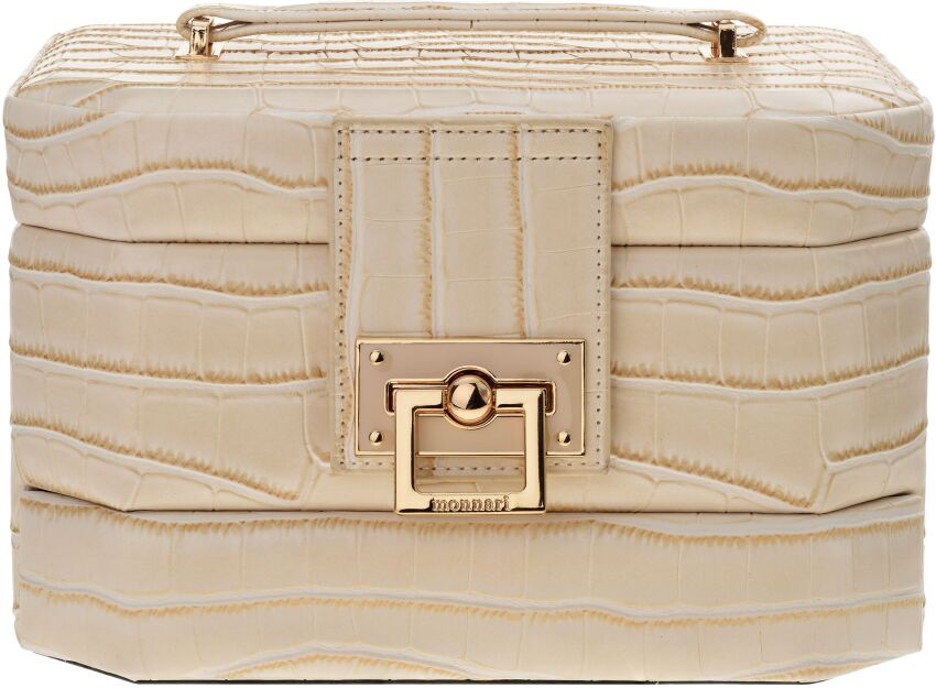 Velká elegantní šperkovnice pouzdro na šperky Monnari kosmetická krabička organizér – béžová.