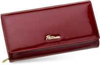 Dámská peněženka Peterson kožená lakovaná elegantní s přihrádkami RFID - bordó - 2
