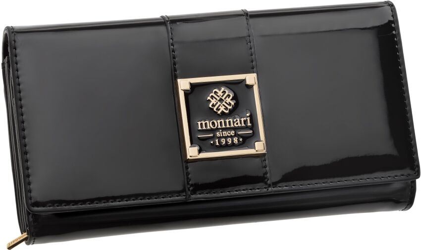 Monnari elegantní dámská peněženka klasická lakovaná velká peněženka psaníčko - černá