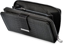 Velká lakovaná peněženka dvojitá kožená portmonka - černá - 3