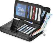 Velká lakovaná peněženka dvojitá kožená portmonka - černá - 4