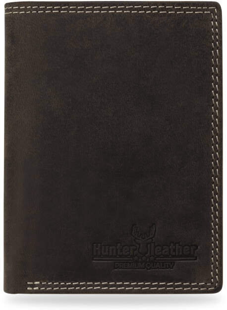 Pánská upright peněženka hunter leather vintage styl hnědá - bílá