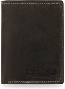 Pánská upright peněženka hunter leather vintage styl hnědá - bílá