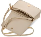Dámská crossbody kabelka s klopou klasická s logem listonoška – béžová - 4