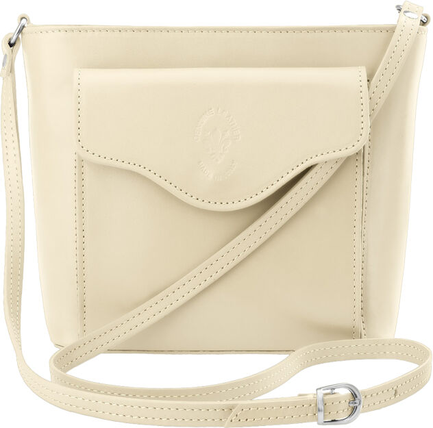 Dámská kožená crossbody kabelka italská 100% pravá kůže - krémová