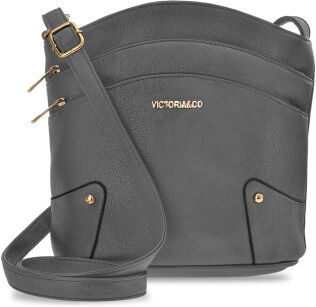 Prostorná městská crossbody kabelka s kapsami - grafitová