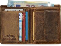 Kožená pánská peněženka jennifer jones přírodní kůže nubuk s ochranou karet rfid - hnědý - 3