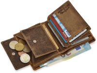 Kožená pánská peněženka jennifer jones přírodní kůže nubuk s ochranou karet rfid - hnědý - 4