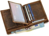 Kožená pánská peněženka jennifer jones přírodní kůže nubuk s ochranou karet rfid - hnědý - 5