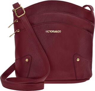 Prostorná městská crossbody kabelka s kapsami – vínová