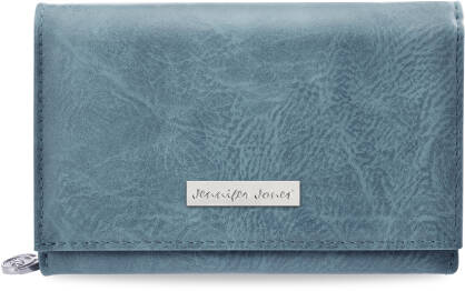 Dámská objemná peněženka z přírodní mramorově hladké kůže peněženka na mince jennifer jones na zip - světle modrá