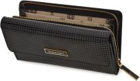 Monnari elegantní lakovaná dámská velká kožená peněženka s vyraženým 3d vzorem + dárková krabička - černá - 4