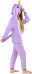 Pyžamo kigurumi jednodílný kostým s kapucí – fialový jednorožec - 2