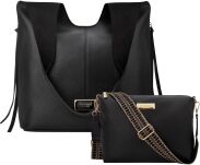 Monnari dámská taška pytel shopper volná kabelka 2v1 + crossbody - černá - 7