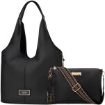 Monnari dámská taška pytel shopper volná kabelka 2v1 + crossbody - černá - 6