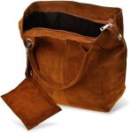Italská kožená dámská taška pojemná velká kabelka boho semišová taška s přívěskem třásněmi - 10